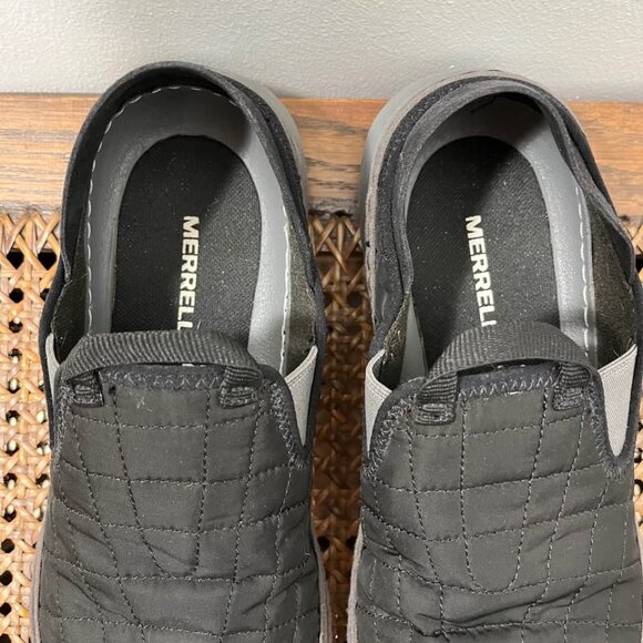 Size 8 Women's Black Merrell Quilted Hut Moc Slip On Ultra-Lightweight Shoes - Picture 3 of 7
